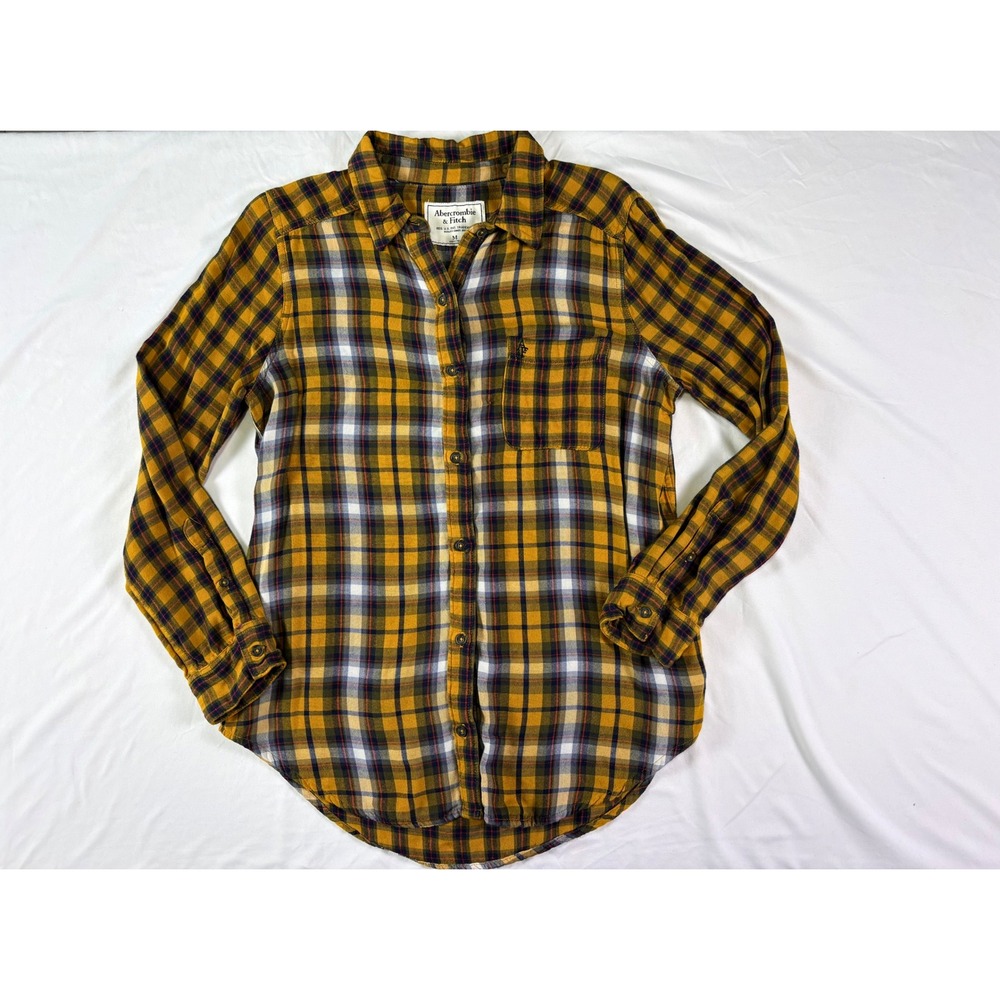 Abercrombie & Fitch Plaid Top Women M Viscose Preppy Academia Cabin Cozy Classic - Picture 5 of 7